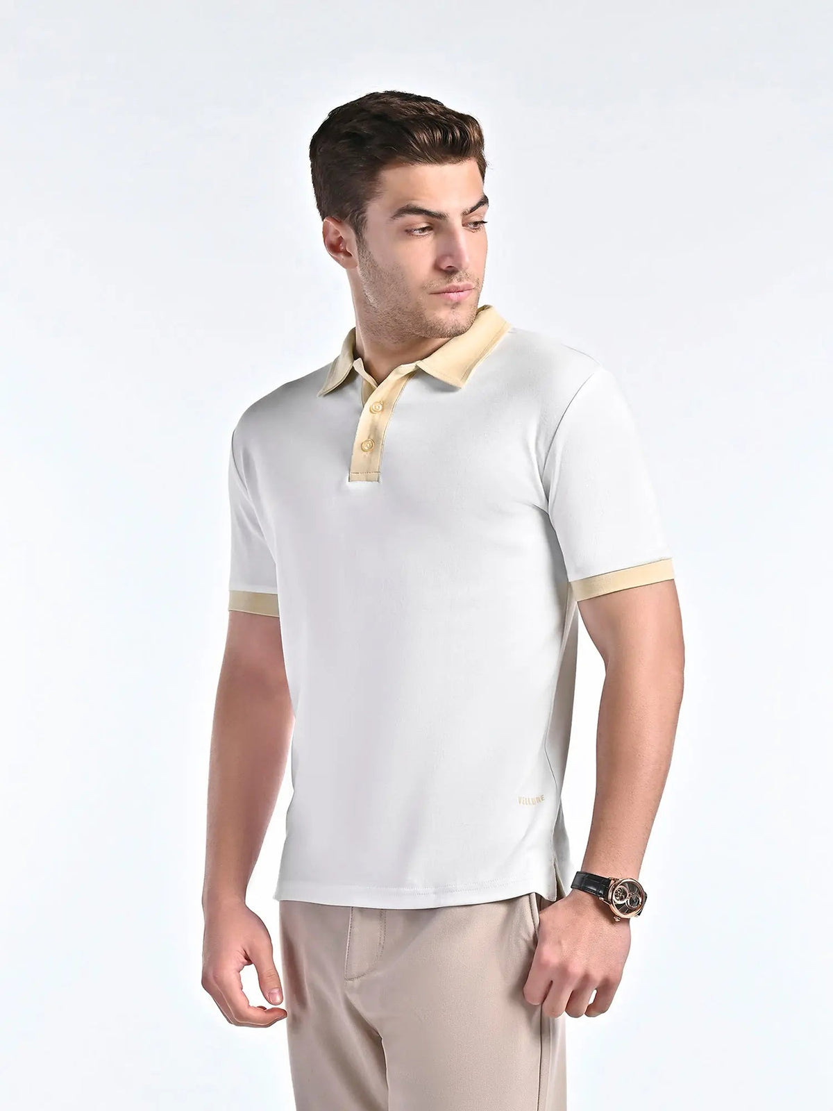 Men's Smooth-Touch Contrast White Polo Vellure