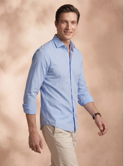 Regular Fit Cotton Blue Formal Shirt for Men (FINED)