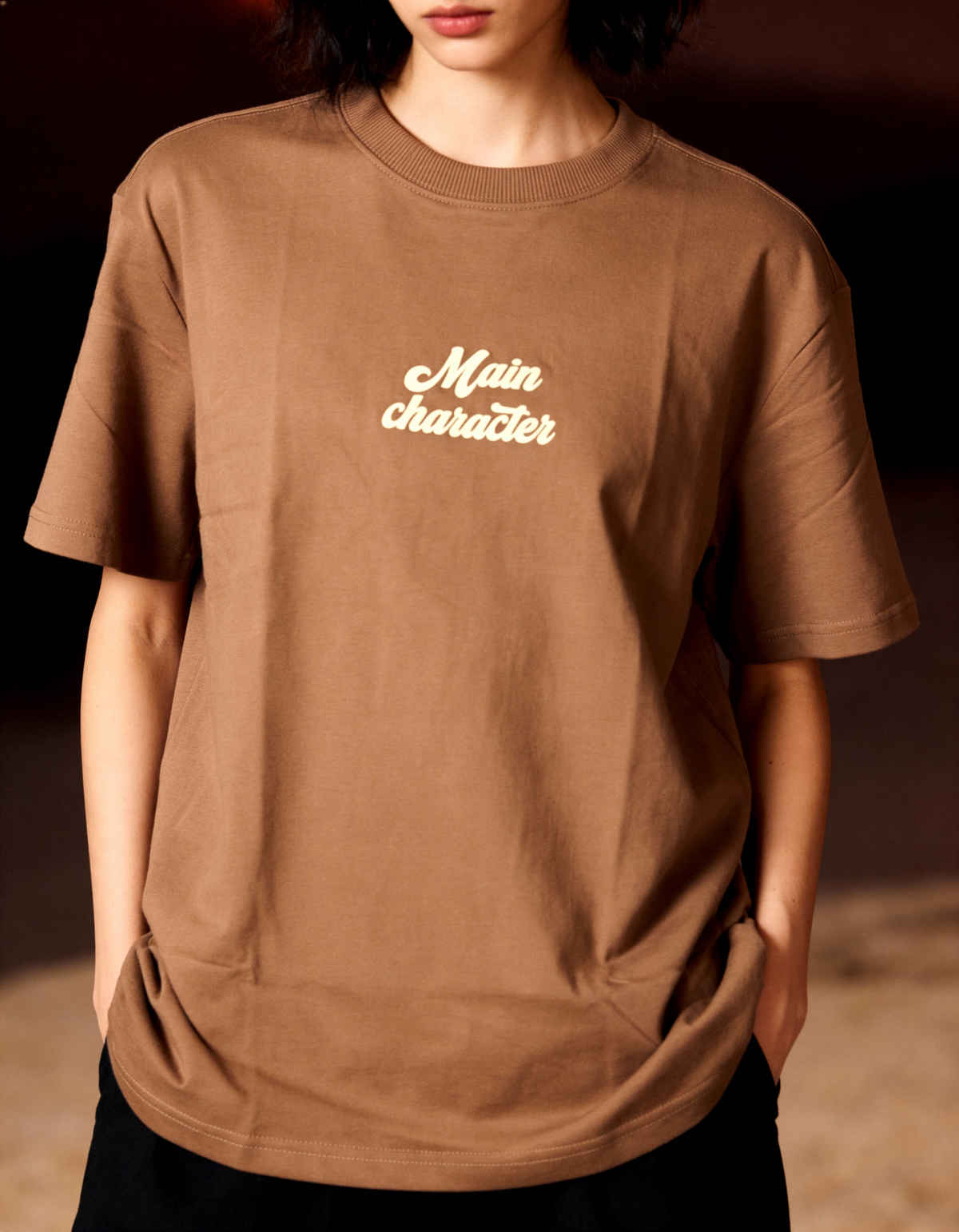 Sky Society Printed Oversized Brown T-Shirt Main Character