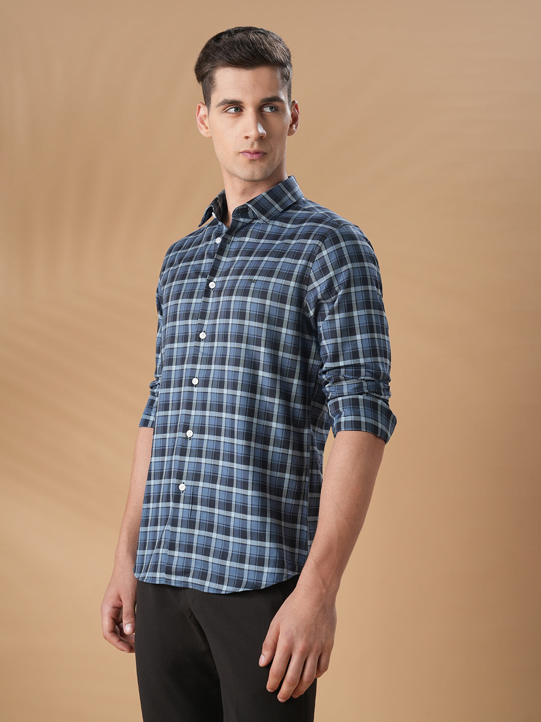 Blue Slim Fit Casual Cotton Shirt for men (FAZIO)
