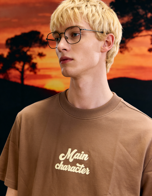 Sky Society Printed Oversized Brown T-Shirt