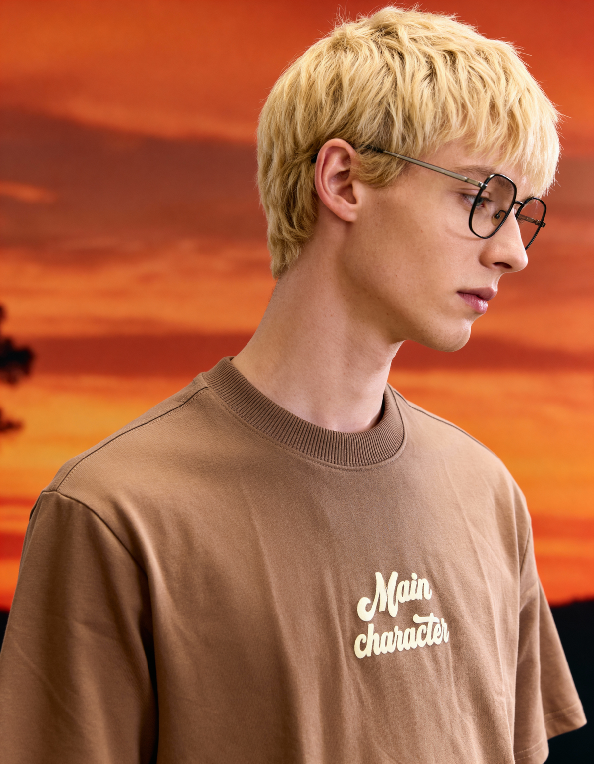Sky Society Printed Oversized Brown T-Shirt Main Character