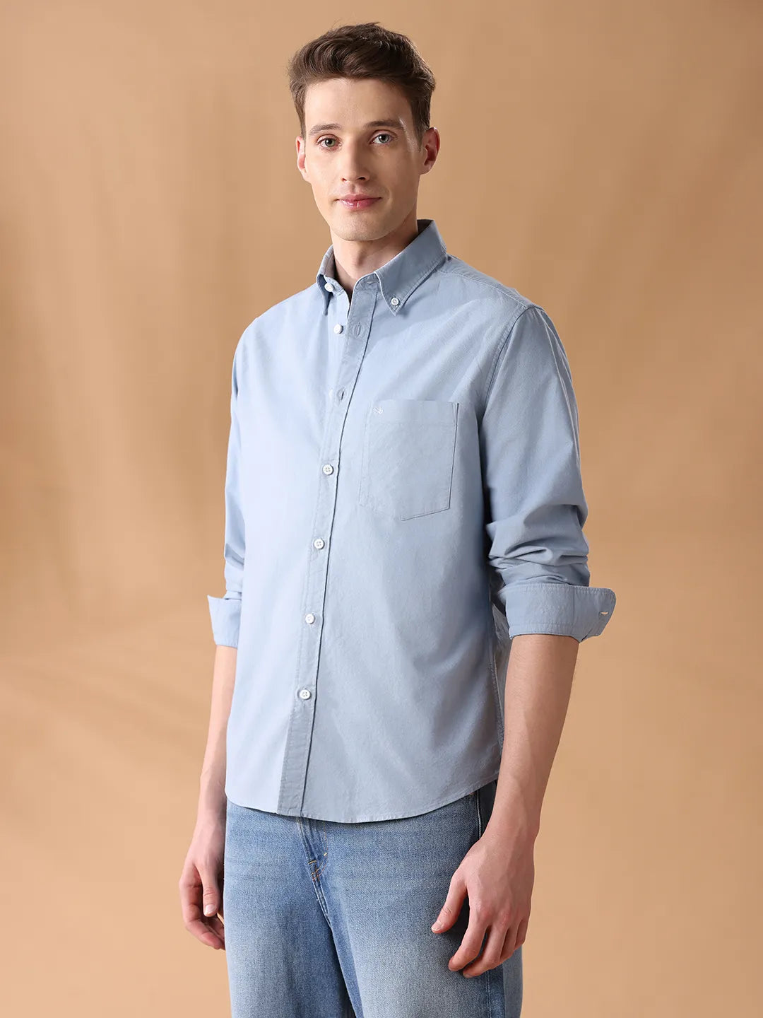 Blue Regular Fit Solid Casual Shirt for Men (SILVO)