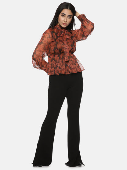 Buy Brown Peplum Top For Women