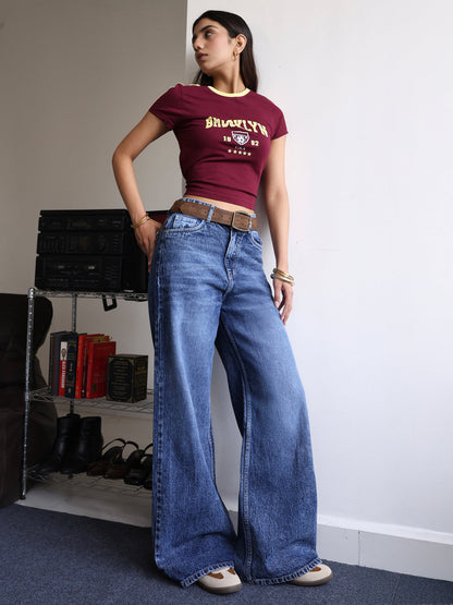 Storm Blue Washed Super Wide Leg Jeans