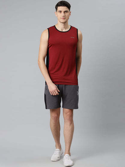 Alcis Men Charcoal Grey Solid Sports Shorts