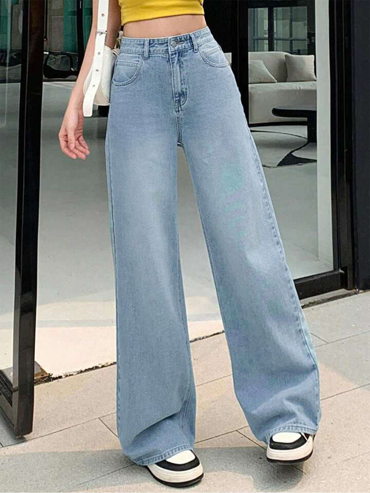 Wispy Blue Washed Wide Leg Jeans