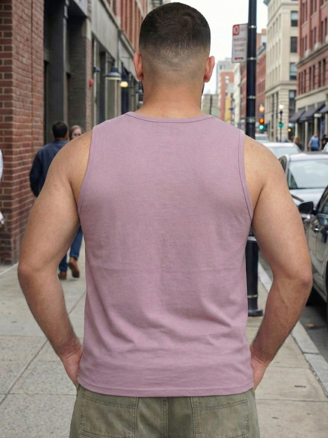 Men Pack Of 2 Plus Size Round Neck Sleeveless Purple and Green Print Cotton Gym Vest T-Shirt Combo