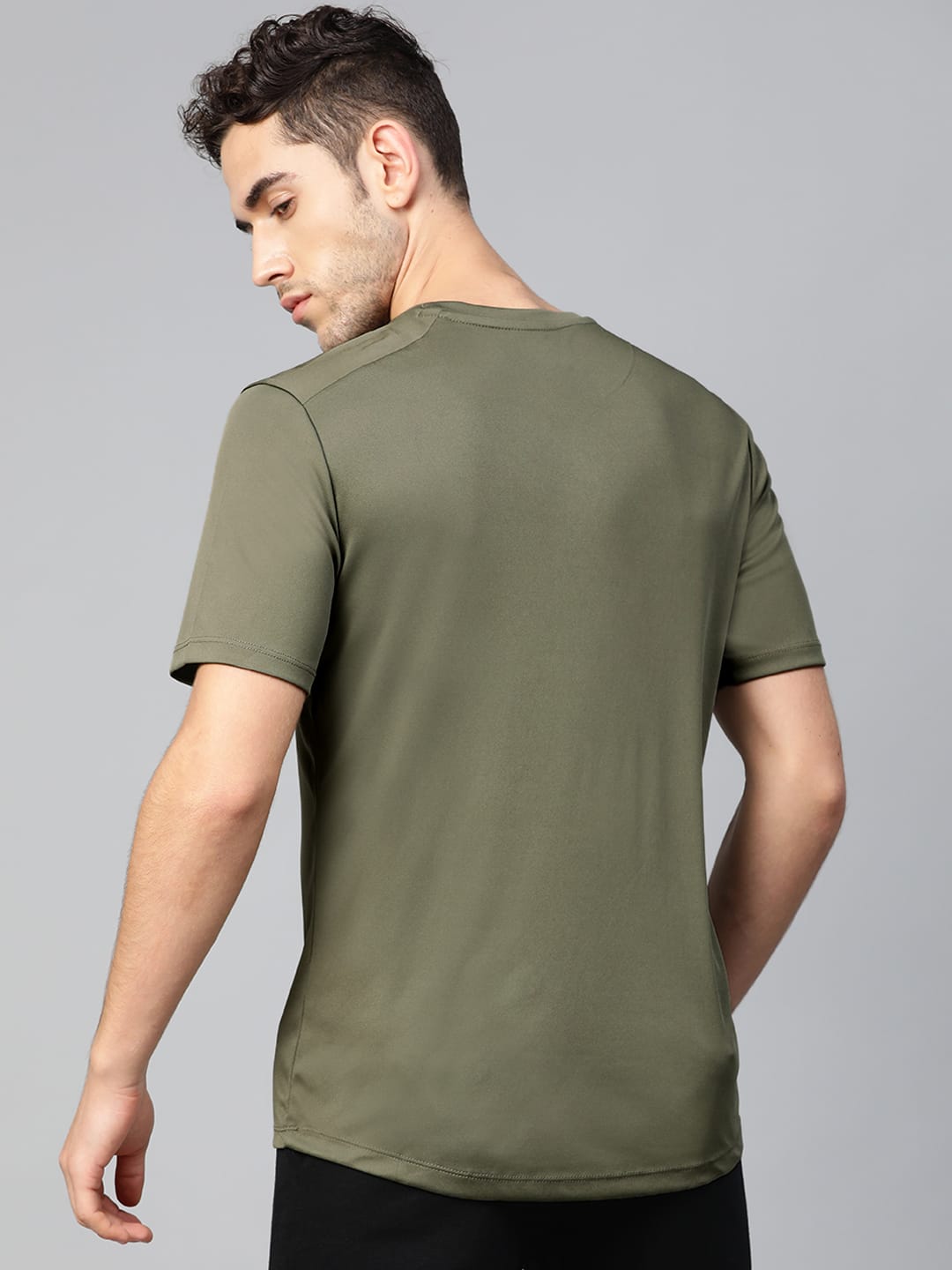 Alcis Men Olive Green Anti-Viral Round Neck Training T-shirt