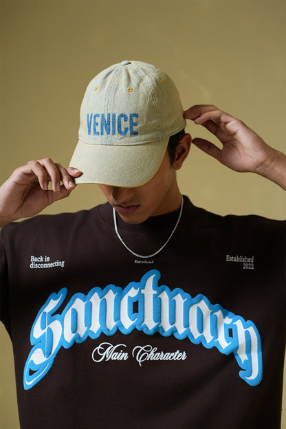 Sanctuary Printed Brown Oversized T-Shirt