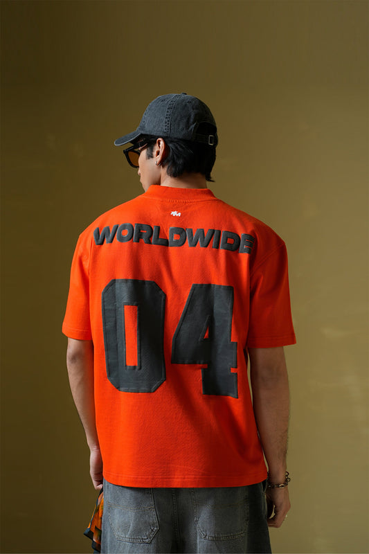 Worldwide Printed Orange Oversized T-Shirt