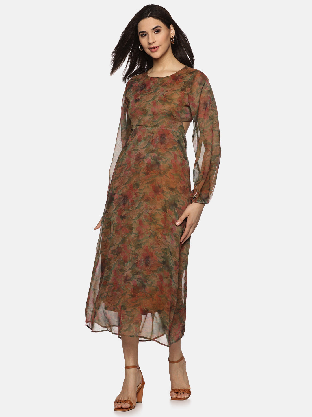 Buy floral chiffon maxi dress online in india
