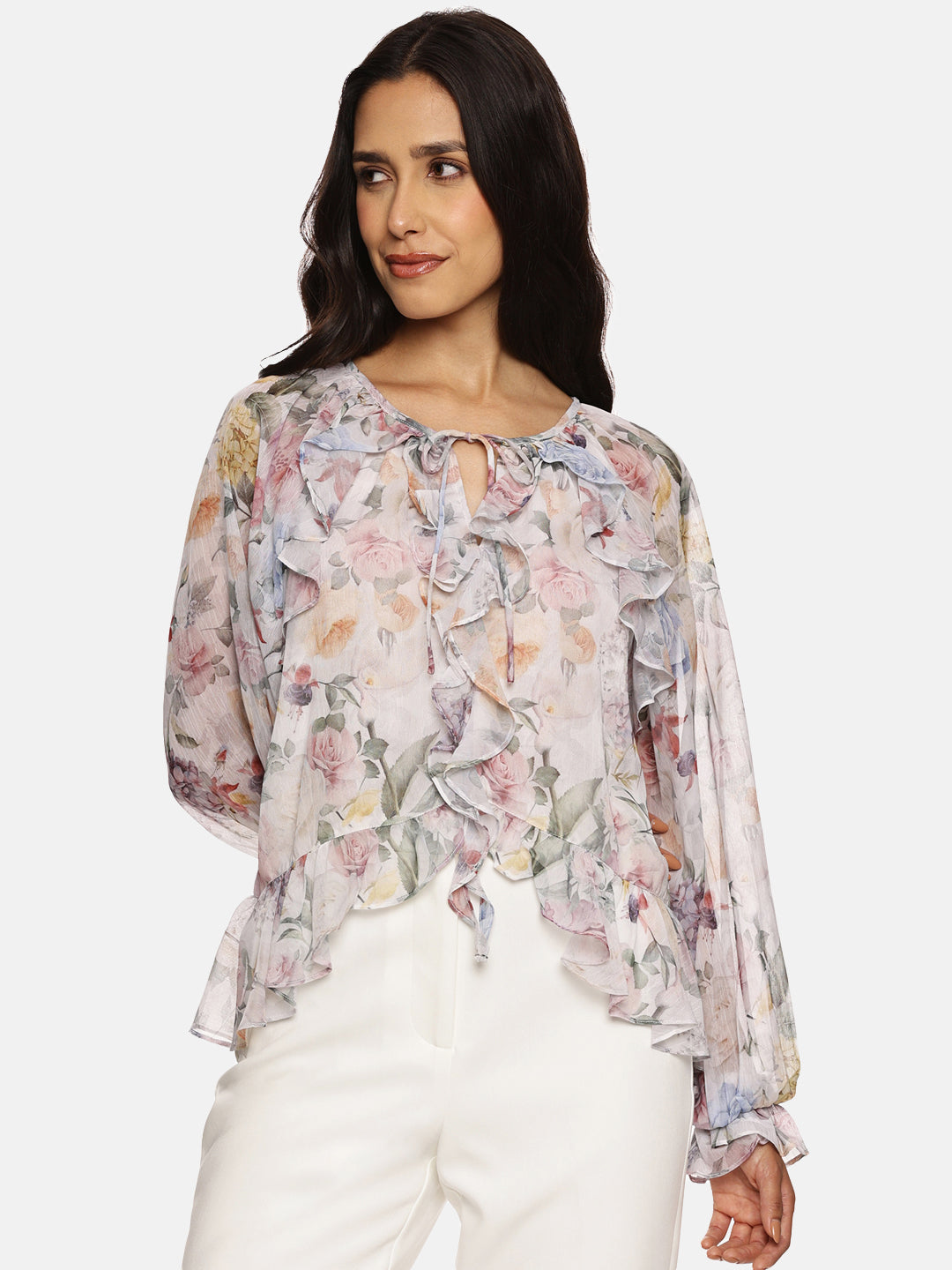 IS.U White Ruffled Boho Top