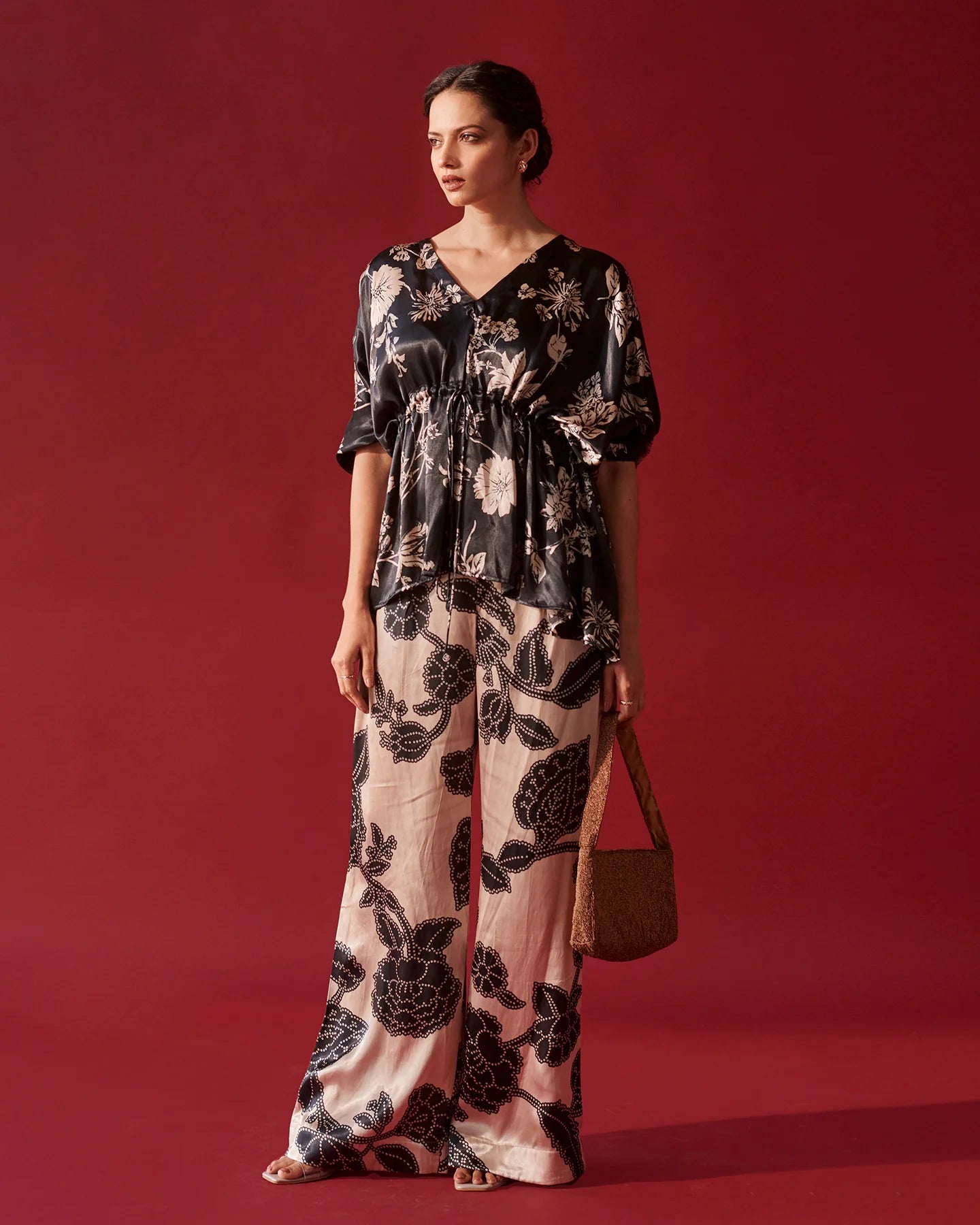 Black Abstract Floral co-ord set