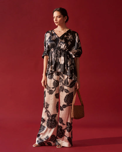 Black Abstract Floral co-ord set