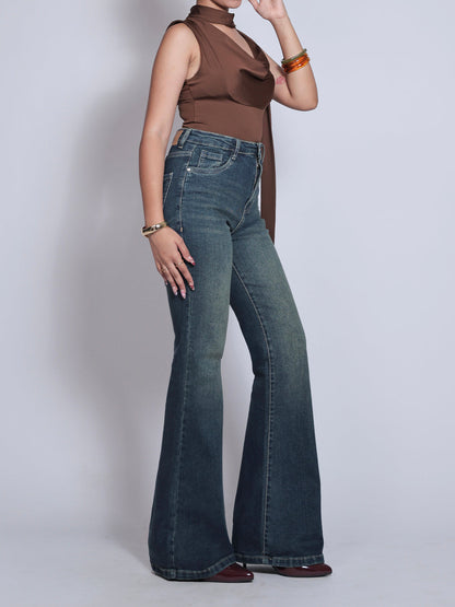 Premium Deep Sea Blue Washed Bootcut Jeans