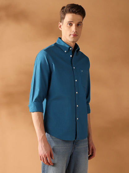 Teal Regular Fit Solid Casual Shirt for Men (BENAR)