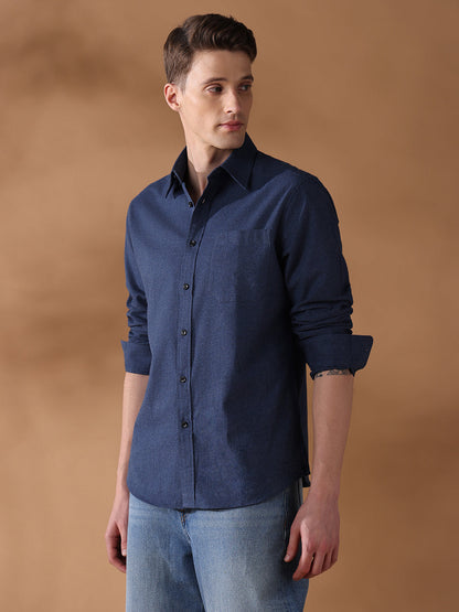 Blue Regular Fit Checked Casual Shirt for Men (LAUR)
