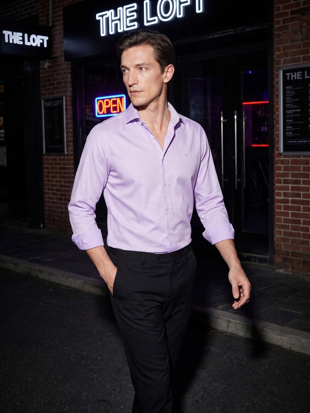 Regular Fit Cotton Lavender Formal Shirt for Men (NOBEL)