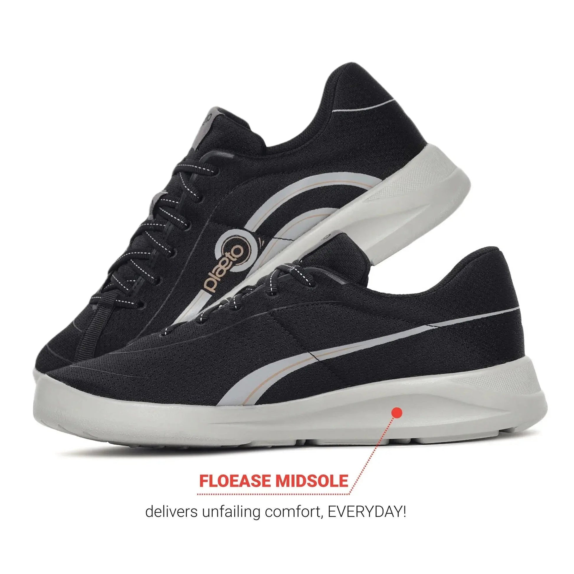 Men's Black Go Trainer Shoes Plaeto