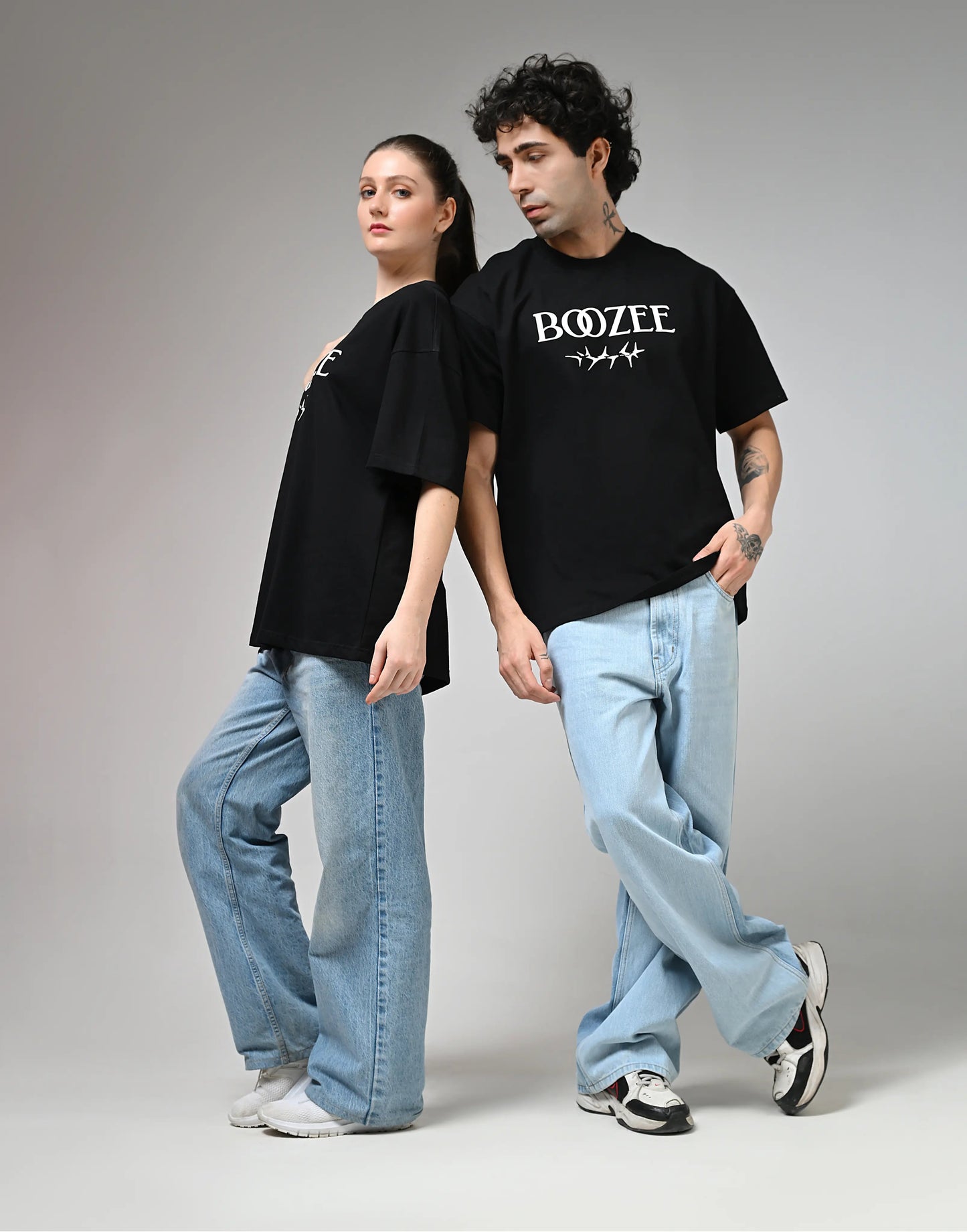 Rose S'il Vous Plait Printed Black T-Shirt Boozee