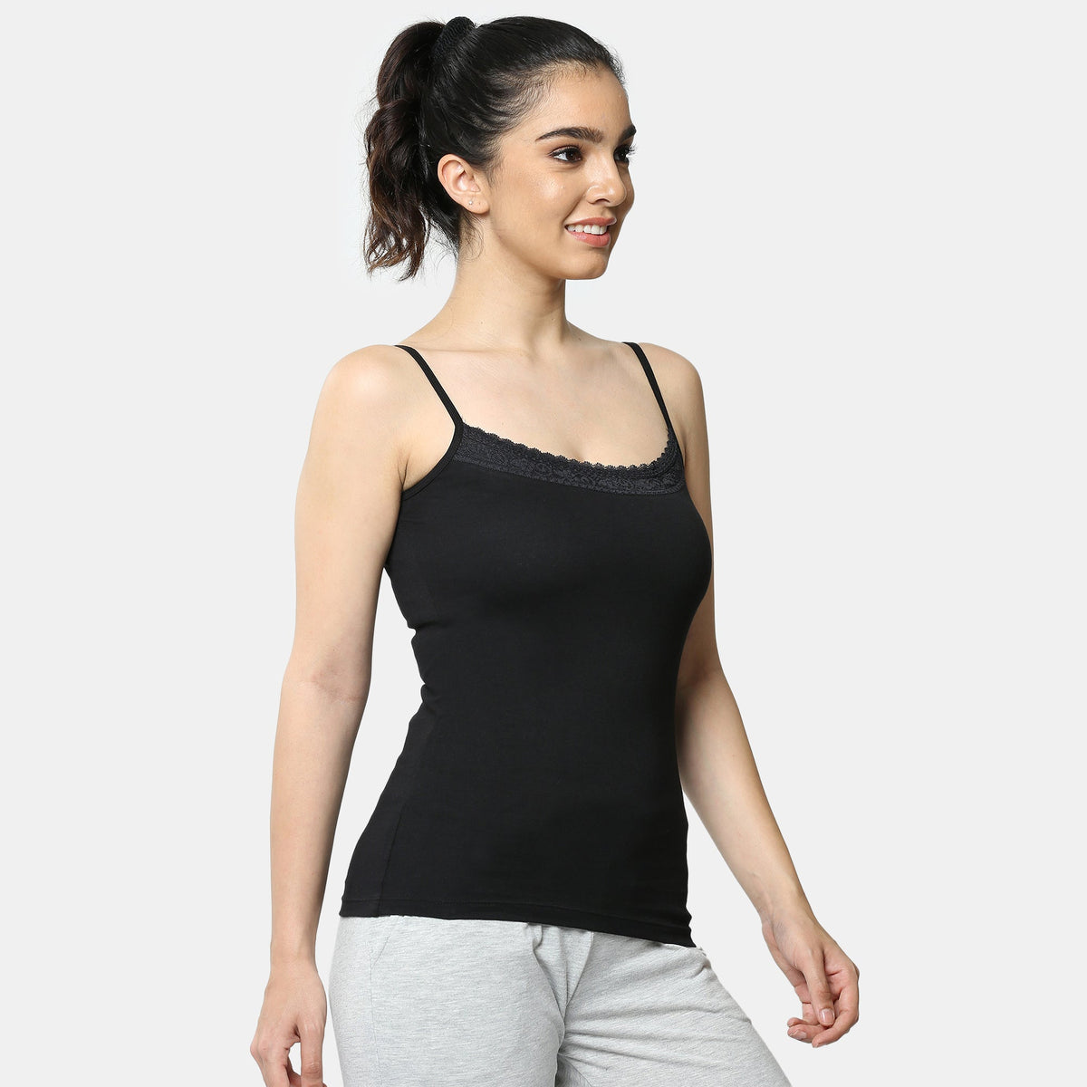 Envie Contour Fit Round Neck Short Length Lace Camisole
