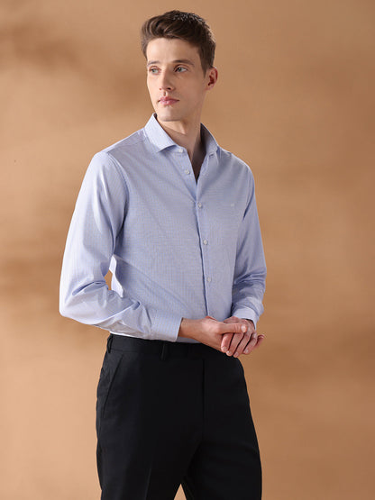 Blue Regular Fit Checked Formal Shirt for Men (CARLA)