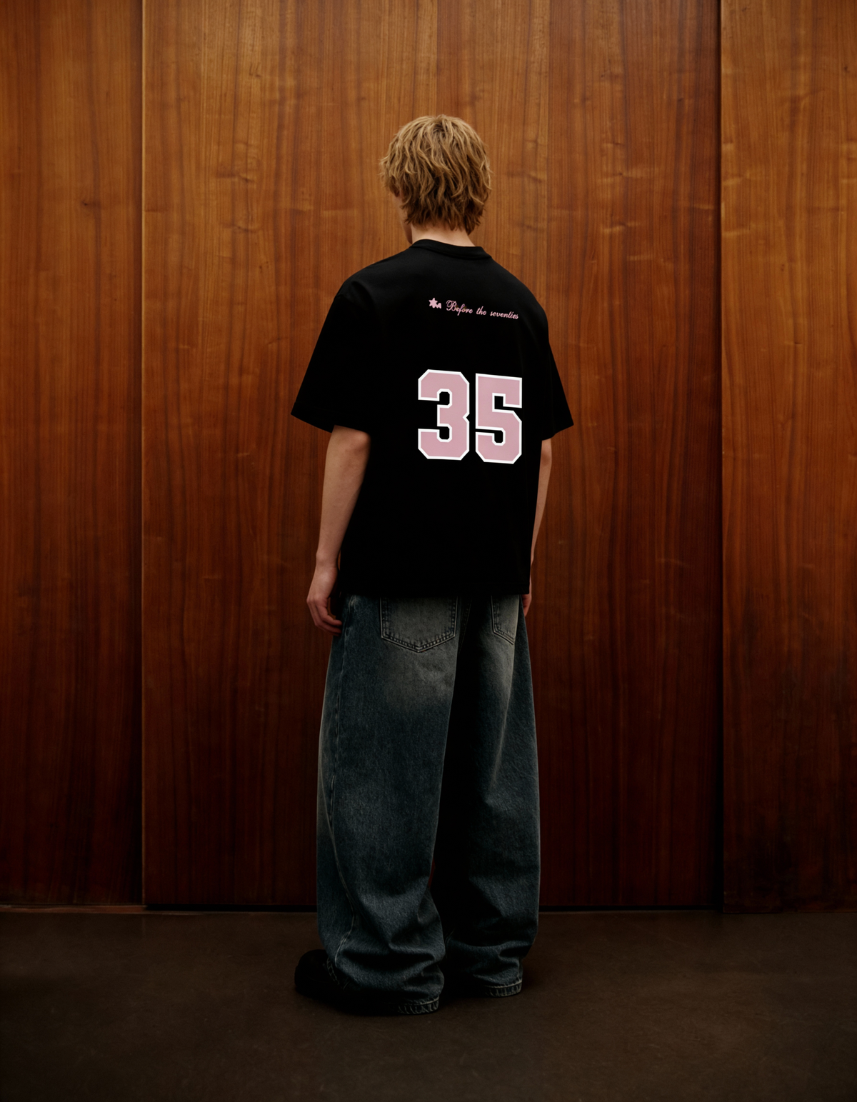 Reimagined Printed Black Oversized T-Shirt Main Character