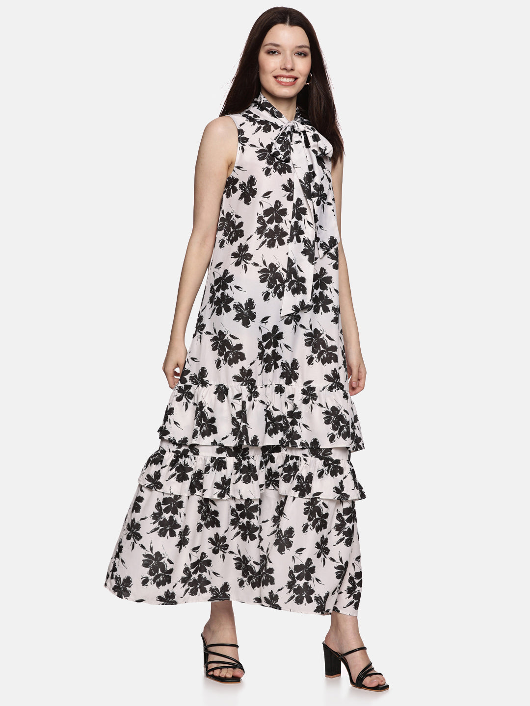 Floral Off-White Dress For Ladies