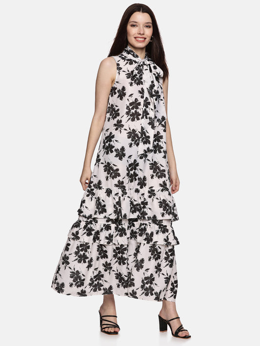  Floral Off-White Dress For Ladies