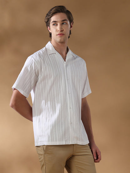 White Regular Fit Casual Cotton Shirt for men (ADELO)