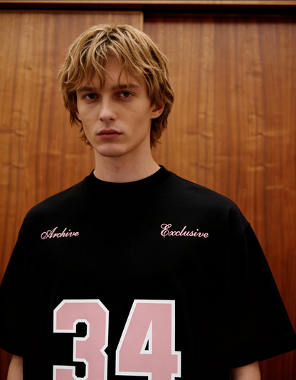 Reimagined Printed Black Oversized T-Shirt Main Character