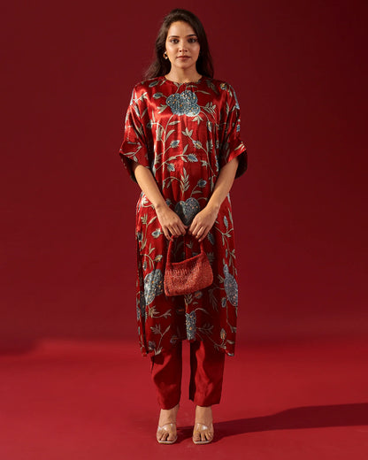 Red Floral Vine kurta set Kurta Set