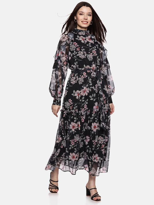Black Floral dress for women
