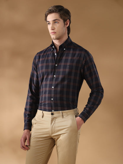 Black Regular Fit Formal Cotton Shirt for men (LENIS)