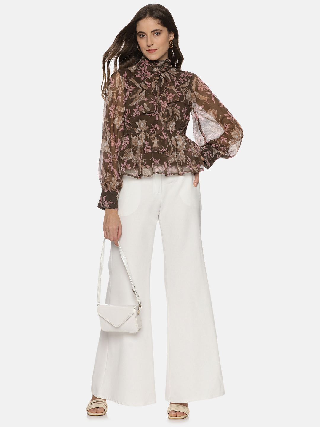 Brown Peplum Top For women