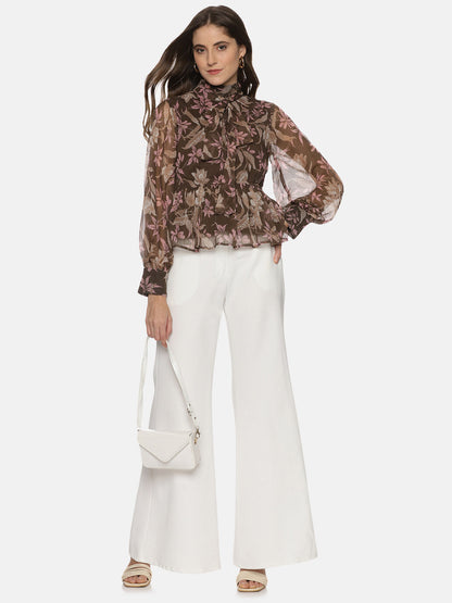 Brown Peplum Top For women