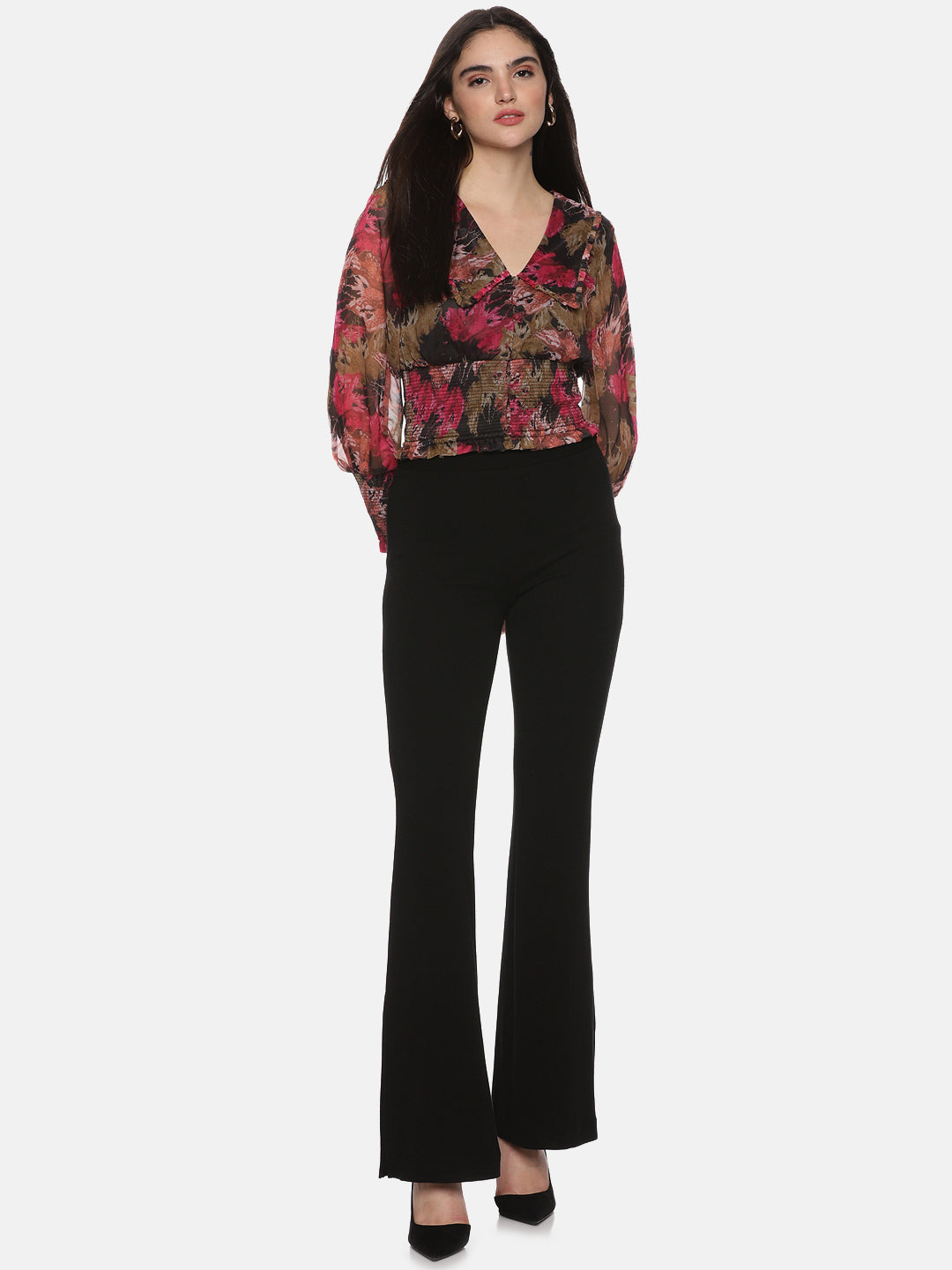 Buy Full Sleeve Crop Top In Multicolor