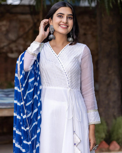 Shwet Kota Doria Suit Set