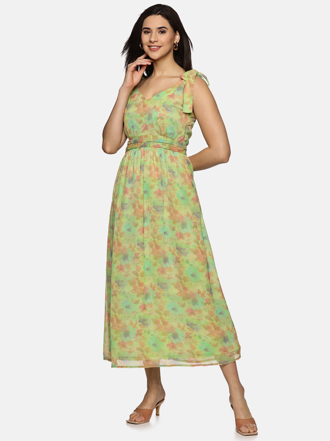 Buy Green Maxi Dress For Women In V-Neck