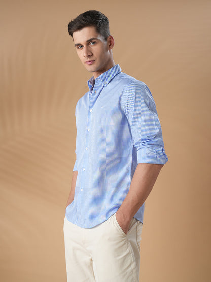 Blue Regular Fit Formal Cotton Shirt for men (CUDEL)