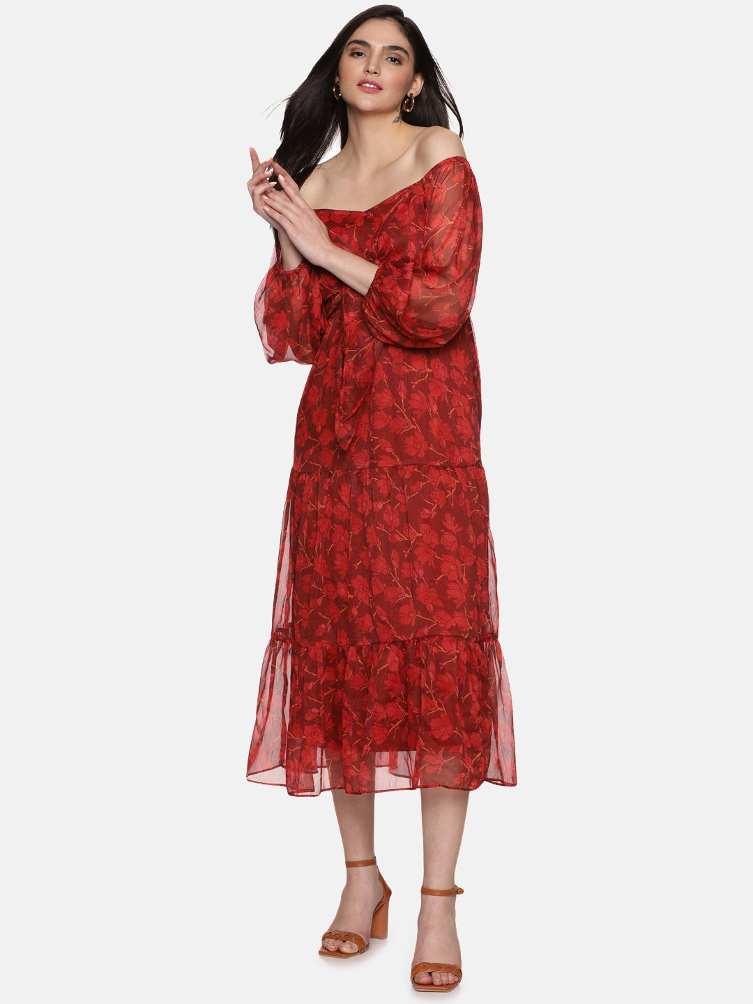  Maroon Midaxi Dress For Women
