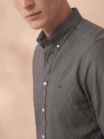 Regular Fit Grey Denim Solid Casual Shirt for Men (MARGI)