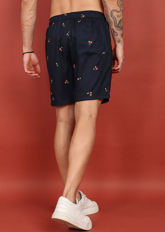 Midnight Cherry Printed Shorts