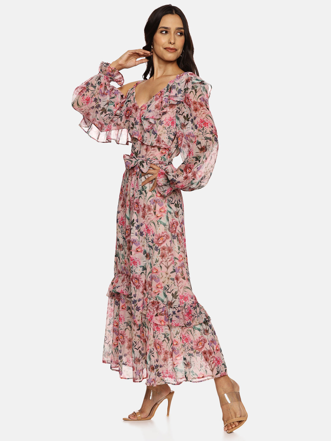 IS.U Multicolor Cold Shoulder Dress