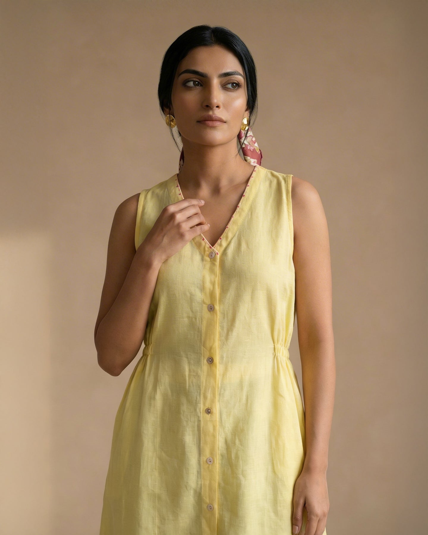 Yellow Midi Linen Dress