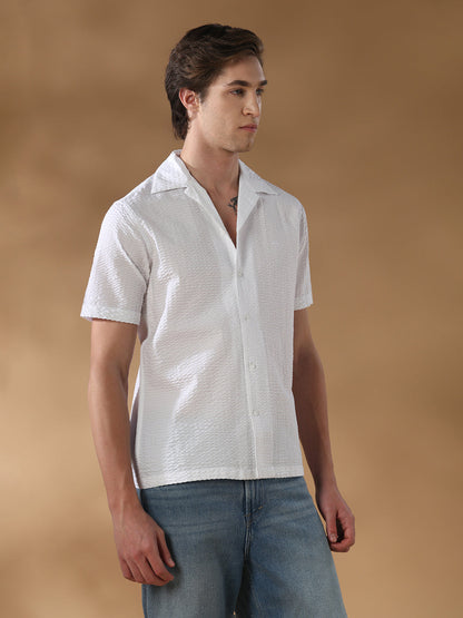 White Regular Fit Casual Cotton Shirt for men (AMENO)
