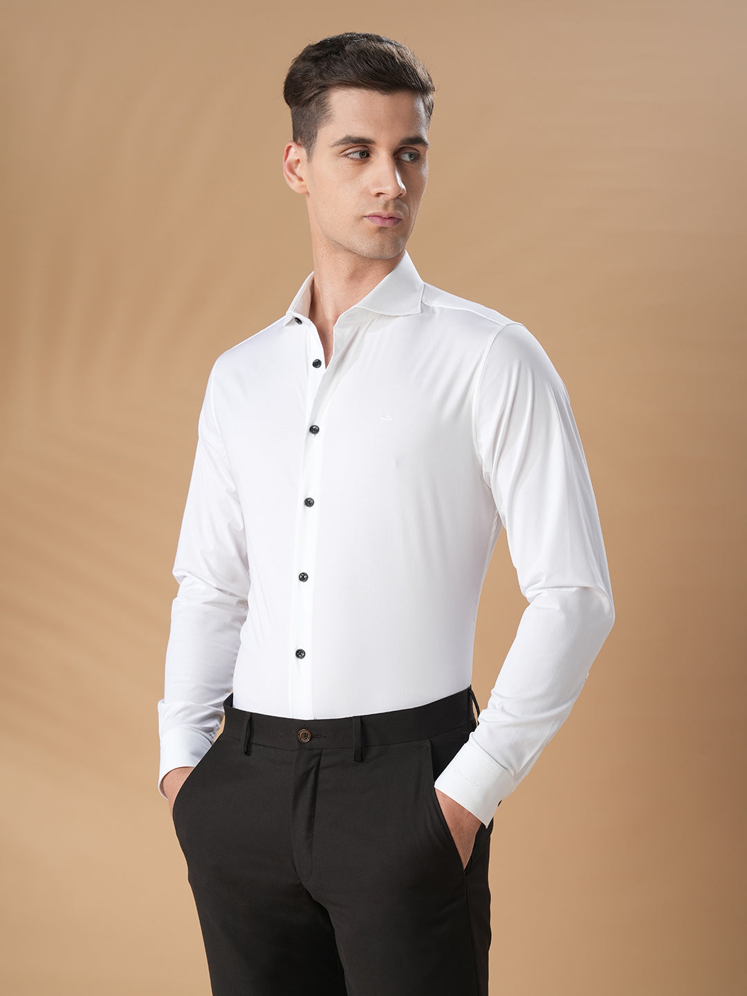 Off White Slim Fit Formal Cotton Shirt for men (CIECA)