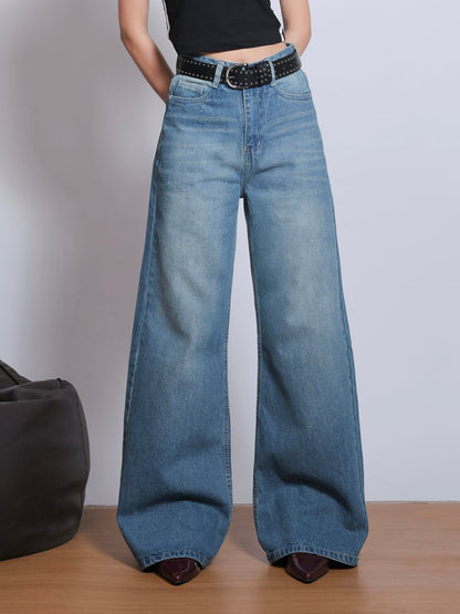 Aqua Blue Vintage Washed Super Wide Leg Jeansâ€¨