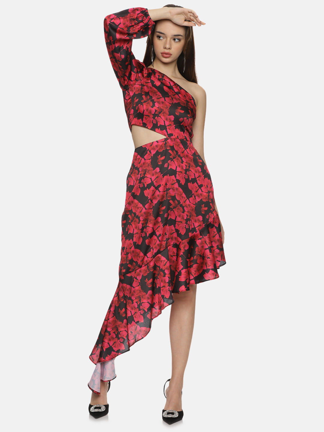 Buy One Shoulder Midi Dress For Women In Red